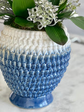 Load image into Gallery viewer, WHITE ORCHID  ARRANGEMENT IN BLUE OMBRE VASE
